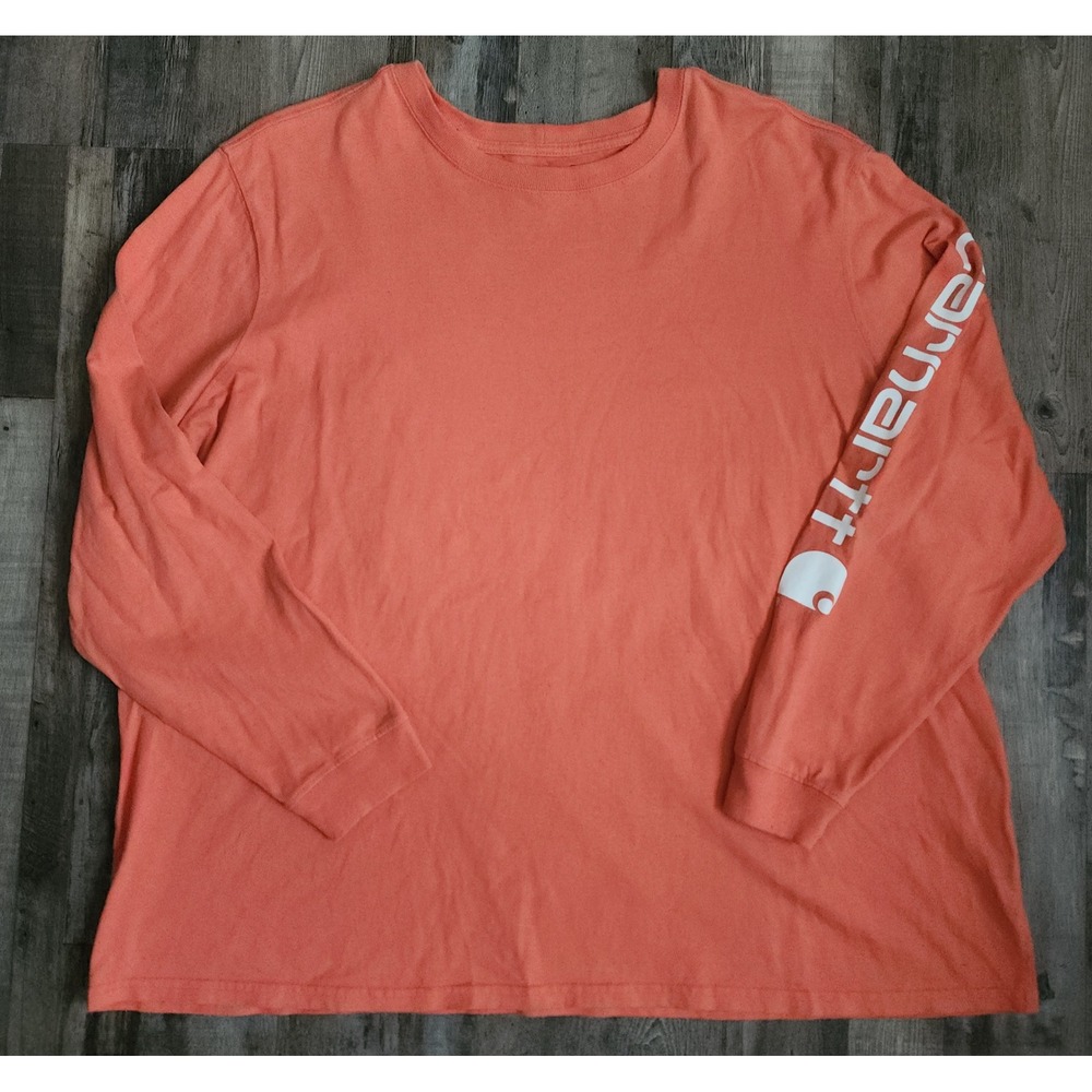 Carhartt Graphic T-Shirt Womens 2X Coral Orange Long Sleeve Loose Fit TK0231-W